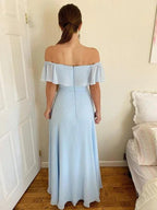 A-Line/Elegant Off-the-Shoulder Beading Chiffon Floor-Length Sleeveless Prom Dresses by misshow.com