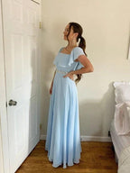 A-Line/Elegant Off-the-Shoulder Beading Chiffon Floor-Length Sleeveless Prom Dresses by misshow.com