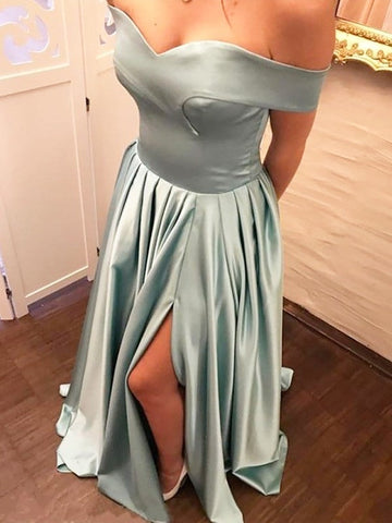 A-Linie/Elegant Off-the-Shoulder Rüschen Satin Ballkleider