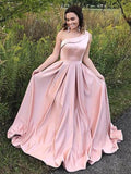 A-Line/Elegant One-Shoulder Sleeveless Ruffles Satin Prom Dresses by misshow.com