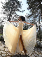 A-Line/Elegant Ruffles Satin Sleeveless V-neck Prom Dresses by misshow.com