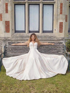 A-Line/Elegant Satin Beading V-neck Sleeveless Prom Dresses by misshow.com