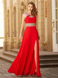 A-Line/Elegant Scoop Beading Sleeveless Floor-length Chiffon Prom Dresses by misshow.com