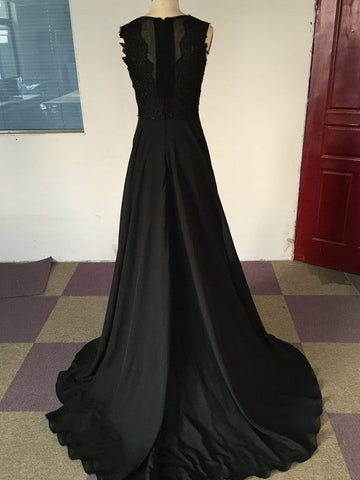A-Linie/Elegant U-Ausschnitt Ärmellos Satin Chiffon Abiballkleider