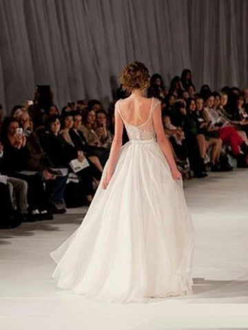 A-Linie/Elegant U-Ausschnitt Ärmellos Kurze Ärmel Bodenlang Organza Abiballkleider