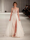 A-Line/Elegant Scoop Sleeveless Short Sleeves Floor-length Organza Prom Prom Dresses by misshow.com