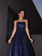 A-Line/Elegant Sequins Spaghetti Straps Ruffles Sleeveless Floor-Length Prom Dresses by misshow.com