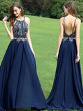 A-Line/Elegant Sleeveless Halter Chiffon Beading Prom Dresses by misshow.com
