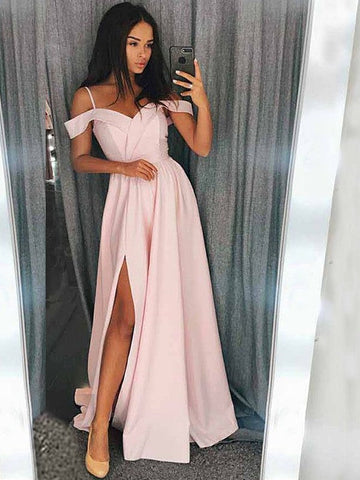 A-Linie/Elegant Ärmellos Schulterfrei Rüschen Elastisch Gewebt Satin Ballkleider