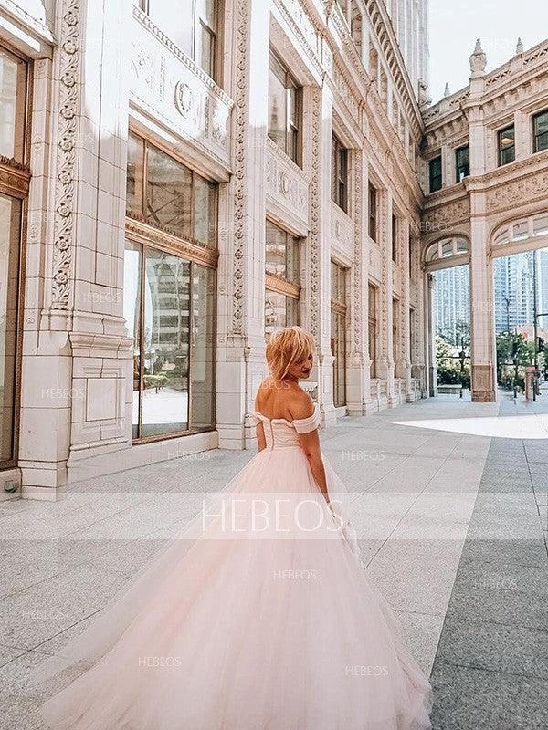 A-Line/Elegant Sleeveless Off-the-Shoulder Tulle Beading Prom Dresses by misshow.com