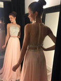 A-Line/Elegant Sleeveless Scoop Beading Chiffon Prom Dresses by misshow.com