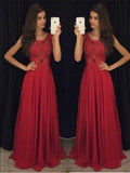A-Line/Elegant Sleeveless Scoop Chiffon Beading Floor-Length Prom Dresses by misshow.com