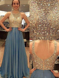 A-Line/Elegant Sleeveless Scoop Chiffon Beading Prom Dresses by misshow.com