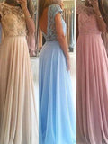 A-Line/Elegant Sleeveless Scoop Floor-Length Beading Chiffon Prom Dresses by misshow.com