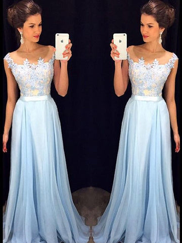 A-Linie/Elegant Ärmellos Durchsichtiger Ausschnitt Applikationen Chiffon Ballkleider