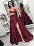 A-Line/Elegant Sleeveless Spaghetti Straps Ruffles Satin Prom Dresses by misshow.com