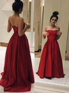 A-Line/Elegant Sleeveless Strapless Ruffles Stain Prom Dresses by misshow.com