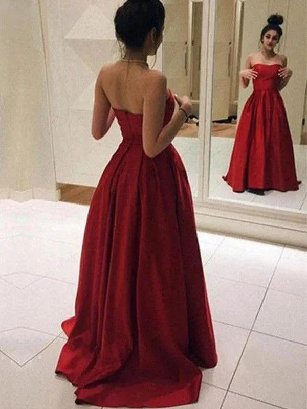A-Line/Elegant Sleeveless Strapless Ruffles Stain Prom Dresses by misshow.com
