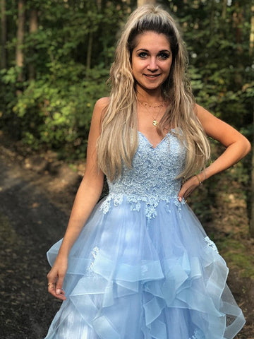A-Linie/Elegant Spaghettiträger Ärmellos Applikation Organza Bodenlang Ballkleider