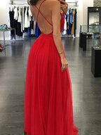 A-Line/Elegant Spaghetti Straps Sleeveless Floor-Length Chiffon Prom Dresses by misshow.com