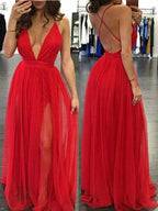 A-Line/Elegant Spaghetti Straps Sleeveless Floor-Length Chiffon Prom Dresses by misshow.com