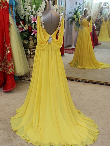 A-Linie/Elegant Träger Ärmellos Perlen verziert Chiffon Abiballkleider