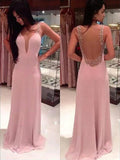A-Line/Elegant Straps Sleeveless Beading Floor-length Chiffon Prom Dresses by misshow.com