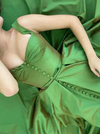 A-Line/Elegant Straps Sleeveless Satin Ruffles Prom Dresses by misshow.com