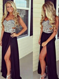 A-Line/Elegant Sweetheart Beading Sleeveless Floor-Length Chiffon Prom Dresses by misshow.com
