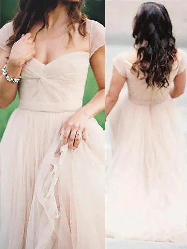 A-Line/Elegant Sweetheart Sleeveless Floor-Length Ruched Chiffon Prom Dresses by misshow.com