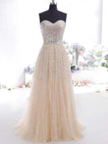 A-Line/Elegant Sweetheart Tulle Sleeveless Prom Dresses by misshow.com