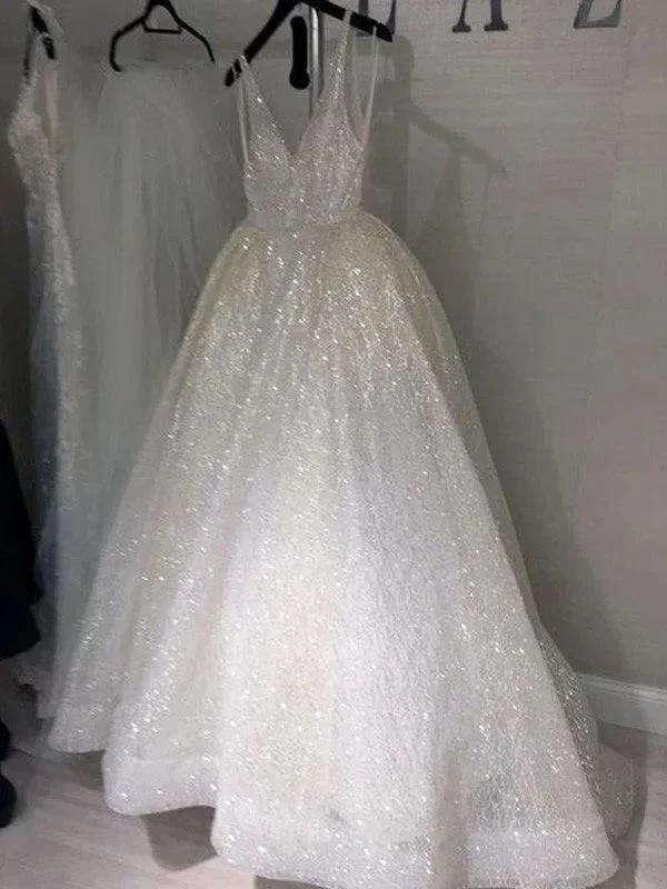A-Line/Elegant Tulle Sleeveless V-neck Prom Dresses by misshow.com