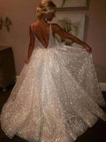 A-Line/Elegant Tulle Sleeveless V-neck Prom Dresses by misshow.com