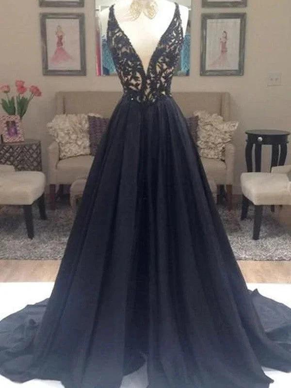 A-Line/Elegant V-neck Sleeveless Taffeta Prom Dresses by misshow.com