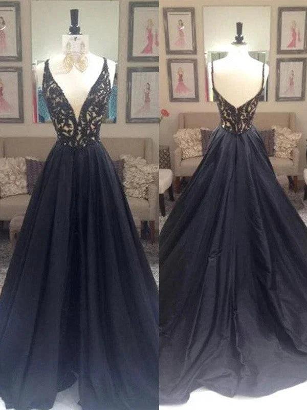 A-Line/Elegant V-neck Sleeveless Taffeta Prom Dresses by misshow.com