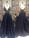 A-Line/Elegant V-neck Sleeveless Taffeta Prom Dresses by misshow.com