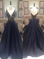 A-Line/Elegant V-neck Sleeveless Taffeta Prom Dresses by misshow.com