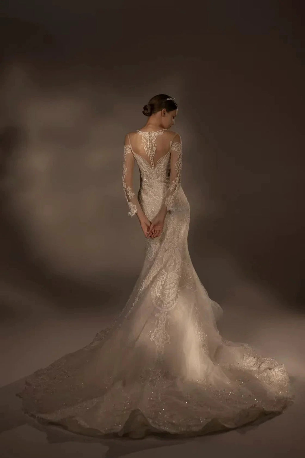 Exquisite Mermaid Halter Neck Illusion Lace Wedding Dress with Beaded Embroidery & Keyhole Back H0010 by ZAPDRESS