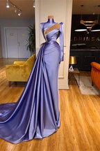 High Neck Long Sleeves Mermaid Long Prom Dress With Beadings and Ruffles by BIZTUNNEL