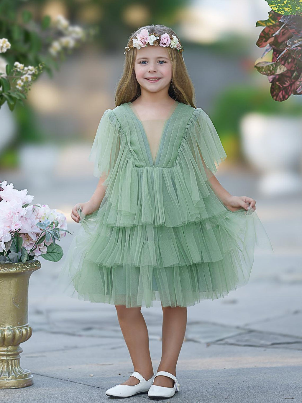 Enchanted Garden Fairy Elegant Tulle Toddler Flower Girl Dress - photo 6