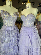 Adelyn |A-Line Sweetheart Tiered Long Tulle Prom Dress by KissProm