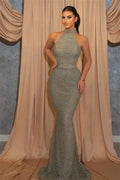 Long Halter Mermaid Sleeveless Evening Prom Dress by BIZTUNNEL