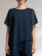 Separates Jumpsuit/Pantsuit Scoop Ankle-Length Chiffon Mother of the Bride Dress