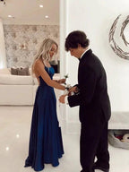 Simple Navy Blue Senior Prom Dress Classic Evening Dress Y18 by simplepromdress