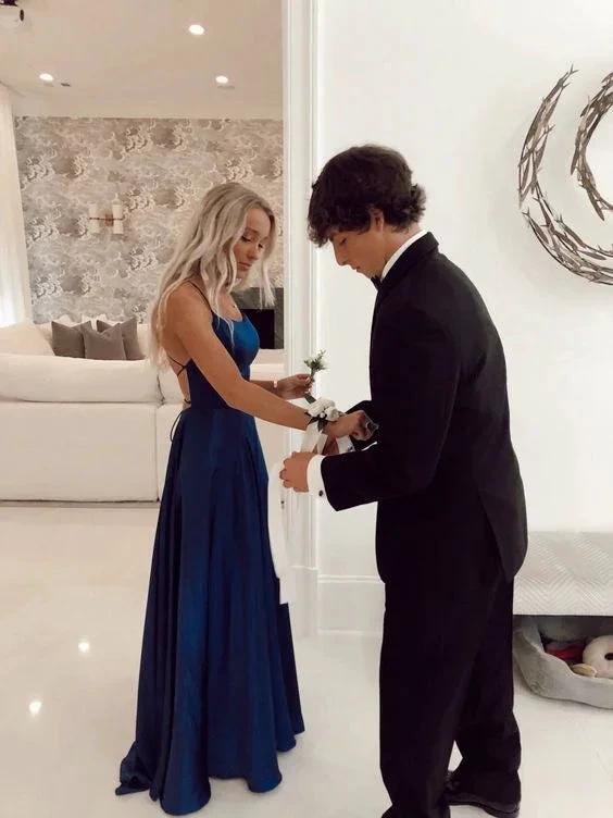 Simple Navy Blue Senior Prom Dress Classic Evening Dress Y18 by simplepromdress