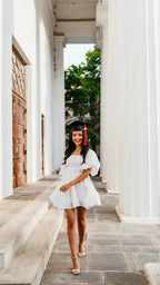 White A-line Short Graduation Dress White Homecoming Dress Y1843 by simplepromdress