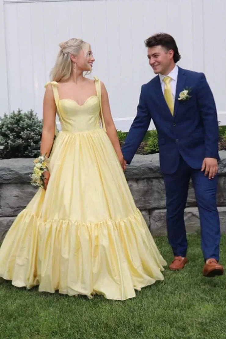 Kamilah| Red Sweetheart Bow Strap A-Line Long Prom Dress by KissProm