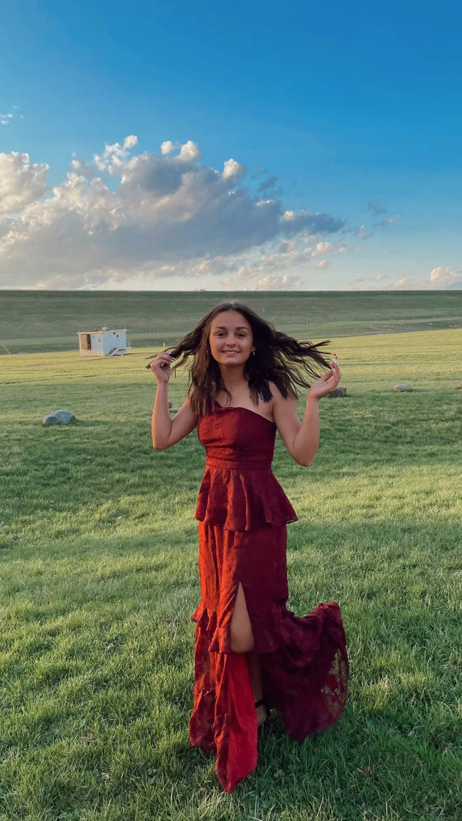 Romantic One Shoulder Vintage Prom Dress Stunning Evening Dress Y1105 Main Image