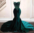 Long Sequin Strapless Emerald Green Mermaid Prom Dress by BIZTUNNEL