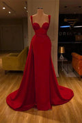 Stunning Long Sweetheart Mermaid Satin Prom Dresses with High Slit by BIZTUNNEL